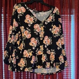Almost Famous Black Floral Blouse